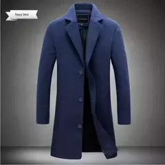 Casaco longo de algodão masculino, corta-vento fino, mistura de lã, cor pura, moda casual de negócios, roupas masculinas, primavera, outono, novo, 2023