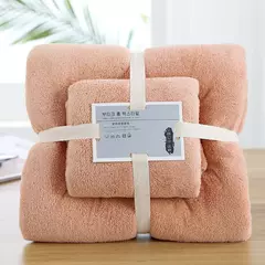 Imagem do 2 pcs/Set Luxo Super Large Toalha Alta Absorvente Soft Coral Fleece Toalha de Banho e Toalhas Rosto Conjunto para Adultos 70x140cm 35x75cm