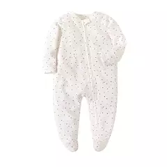 Pijama recém-nascido com zíper, macacão menina e menino, macacão manga comprida, roupa de algodão, moda branca sólida, 0-12 meses, primavera - comprar online