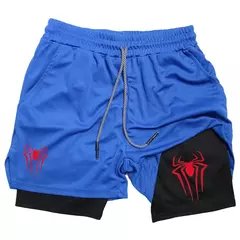 Imagem do Calções desportivos com estampa aranha masculina, casual, ginásio, compressã