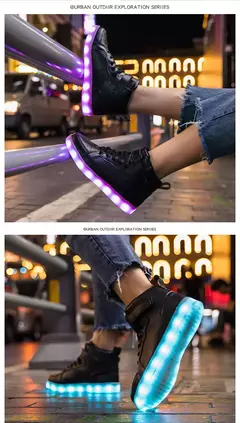 Tênis luminosos infantis, tênis de LED com sola luminosa, sapatos iluminados para crianças, meninos e meninas, tamanho 25-40