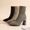 Botas de malha martin femininas, botas elásticas de emagrecimento, salto alto, meias tecidas, estilo coreano, novas, inverno, 2022