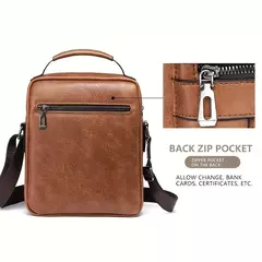 Bolsa de Ombro de Couro PU para Homens, Bolsas Crossbody, Business Flap, Mala Mensageiro Sólida Masculina, Bolsa de Viagem para iPad, 9.7 ", Brand - loja online