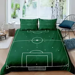 Imagem do Single-Sided Green Football Field Impresso Consolador, conjuntos de cama, colchas confortáveis, edredão, cama king size, presente, 3pcs