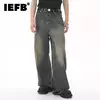 Iefb-Jeans lavado vintage masculino, calças jeans de perna larga, calças masculinas soltas, moda casual de rua angustiada, verão, versátil, 9C354