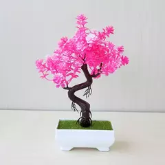 Imagem do Plantas de plástico artificiais bonsai pequeno vaso de árvore vaso de flores jardim arranjo de plantas falsas ornamentos quarto decoração de mesa de casa