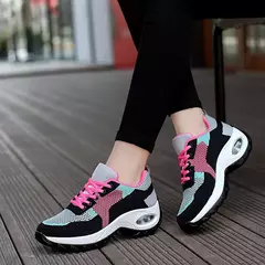 Mulher vulcanize tênis mulher moda altura-aumentando sapatos casuais respirável malha de fundo grosso plataforma feminina tenis sapatos - comprar online