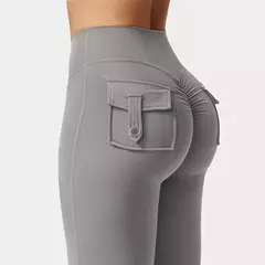 Leggings de ioga de alto estiramento para mulheres, sentimento nu, vestuário de compressão, calça com bolsos, perna larga, mais recente, 2024 - loja online