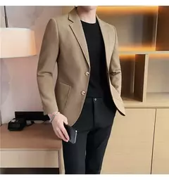 Casaco de peito único masculino, blazer slim fit, blazers grandes, casacos elegantes de luxo, outwear casual coreano para casamento - Wolf Magazine