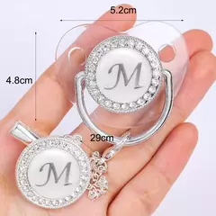 Clipe de chupeta personalizado bebê titular chupetas de luxo recém-nascido prata Bling mordedor de silicone transparente infantil livre de BPA - Wolf Magazine