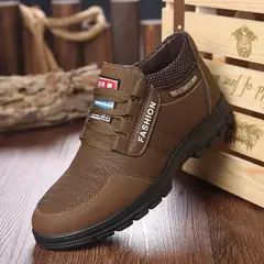 Botas de couro antiderrapante masculinas, tênis de lazer, sapatos de lazer, manter aquecido, algodão, luxo, inverno na internet