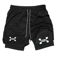 Shorts esportivos de malha rápida seca para homens, corrida, treino, compressão, corrida, fitness, ginásio, desempenho, casual, verão, 2 em 1 - Wolf Magazine