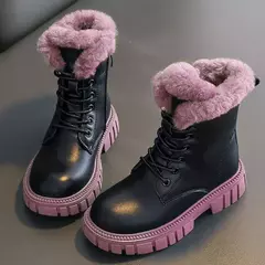 Botas de neve de pele sintética para meninas, botas grossas quentes, sola macia, antiescorregadia, estilo coreano, moda inverno, 6 a 18 anos - comprar online