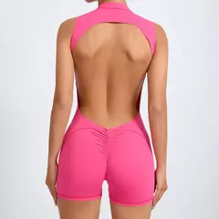 Sem mangas Yoga Vest Set para mulheres, colheita exercício, ginásio, treino, fitness, raspar shorts, macacão ativo, macacão esporte, almofada, 1 peça, 2024