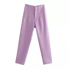 Willshela-Calça reta de cintura alta feminina, calça de zíper frontal, comprimento total, moda feminina chique, vintage - loja online