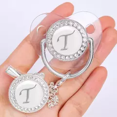 Clipe de chupeta personalizado bebê titular chupetas de luxo recém-nascido prata Bling mordedor de silicone transparente infantil livre de BPA - loja online