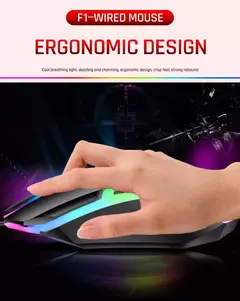 Imagem do SKYLION F1 Wired 3 Teclas Mouse Iluminação Colorida Jogos e Escritório Para Microsoft Windows e Apple IOS System