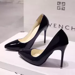 Bombas de salto alto para mulheres, couro envernizado, dedo apontado sexy, salto fino, sapatos de casamento, moda feminina, cor sólida, novo, tamanho 44 na internet