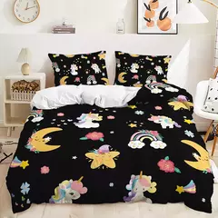 Conjunto de cama de unicórnio arco-íris, king size, queen, unicórnios arco-íris, conjunto de capa de edredom com fronha, roupa de cama de poliéster para crianças e meninas na internet