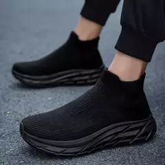 Tênis de malha respirável para homens e mulheres, meias casuais, tênis esportivo, botas de tornozelo, tênis slip-on, moda na internet