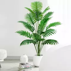 Imagem do Palmeira artificial para decoração de jardim doméstico, planta falsa, plástico verde, ramos de folhas de palmeira, decoração tropical, 68-125cm, 50,2 pol