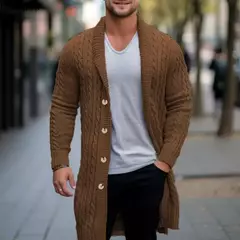 Jaqueta de cardigã de tricô slim fit masculina, casaco masculino, manga comprida, estilo britânico, roupas de botões, primavera, outono, 2024 na internet