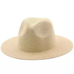 Chapéu Panamá de palha natural de aba larga para homens e mulheres, proteção UV, Fedora, chapéu de sol, verão de praia, atacado, tamanho grande, 56-58, 59-60cm, novo