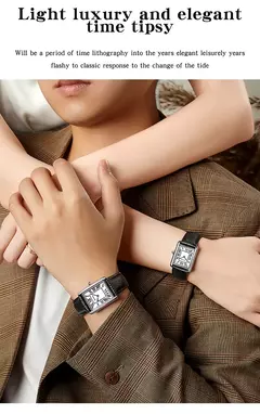 Imagem do Relógio de quartzo masculino e feminino Sanda, 30m à prova d'água, casual, moda, pulseira de couro, mostrador quadrado, resistente ao desgaste