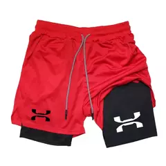 Shorts esportivos de malha rápida seca para homens, corrida, treino, compressão, corrida, fitness, ginásio, desempenho, casual, verão, 2 em 1 - comprar online