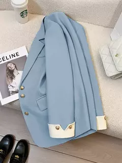 Moda feminina blazer de cor sólida, primavera novo temperamento casual celebridade terno popular - loja online