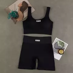 Imagem do Conjunto de ioga feminino sem costura, roupas de treino fitness, sutiã esportivo, leggings de cintura alta, roupas sexy de ginástica em V profundo, roupas esportivas novas, 2024