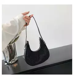 Bolsas transversais de couro PU de diamantes corrente para mulheres monocromáticas bolsas de ombro de verão femininas - loja online