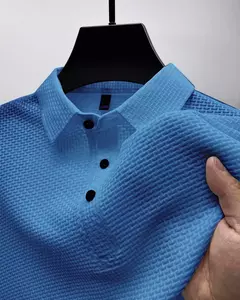 Camisa polo manga curta masculina, top respirável, solta, cor sólida, alta qualidade, moda casual, verão na internet