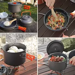 Kit Panelas De Acampamento Conjunto De Cozinha Ao Ar Livre Equipamento De Alumínio Pote Ao Ar Livre Louça De Viagem Cozinha Caminhadas Picnic BBQ na internet