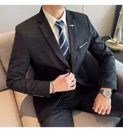 Terno xadrez formal masculino, vestido de noiva noivo, blazer de festa, calças, jaqueta, colete, calças, high-end, casual, escritório, marca na internet