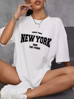 The New York é jovens camisetas de algodão para mulheres, Streetwear criatividade diária extragrande, roupas individuais casuais, quando 1984 na internet