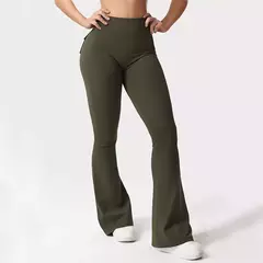 Imagem do Leggings de ioga de alto estiramento para mulheres, sentimento nu, vestuário de compressão, calça com bolsos, perna larga, mais recente, 2024