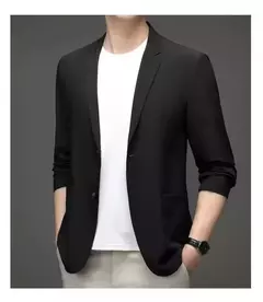 Blazer casual fino de seda gelo masculino, roupa masculina, manga comprida, tamanho grande, blazers sólidos finos, protetor solar, moda verão, primavera - comprar online