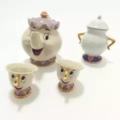 Disney-Bule bonito dos desenhos animados, Beleza e The Beast Coffee Pots Caneca, Mrs Potts, Chip Cup, Tea Pots, One Tea Sets, MINISO, Novo na internet