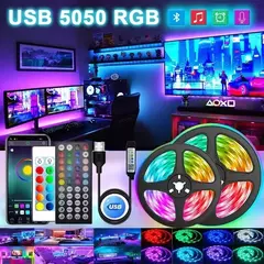 Imagem do USB Cor Mudar LED Strip Lights, 5050 RGB, fita flexível da lâmpada para a decoração do quarto, TV Backlight Diode, Controle APP