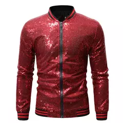 Brilhante Sequins Sparkle Bomber Jacket Homens 2023 Mais Novo Ouro Glitter Listrado Zipper Mens Jaquetas E Casacos Festa Dance Show Roupas - comprar online