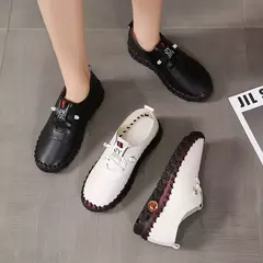 Sapatilhas planas de couro com renda para mulheres, sapatos casuais, sapatos confortáveis para mãe, novo, primavera, 2022 - comprar online