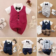 Bodysuit de algodão confortável para meninos e meninas, manga curta, bonito vestido de festa, roupas de bebê, verão, 0-18m - loja online