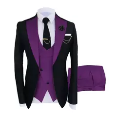 Ternos masculinos 3 peças sob medida melhor homem noivo casamento smoking fino ajuste jacquard duas cores blazer jaqueta colete calças smoking roupas - comprar online