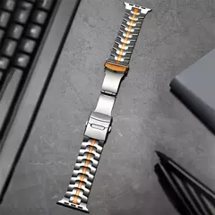 Pulseira de aço inoxidável cor titânio para Apple Watch, pulseira de metal para iWatch 9, 8, 7, 6, SE 5, banda ultra 2, 49mm, 45mm, 44mm, 42mm na internet