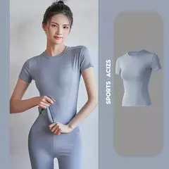 Top de ioga de manga curta respirável para mulheres, esporte Fitness, treino, corrida, secagem rápida, ginásio camiseta, novo, 2024 na internet