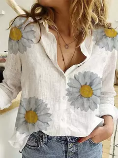 Blusa de linho de algodão vintage feminina, camisa manga comprida, tops femininos de qualidade, primavera e outono - loja online