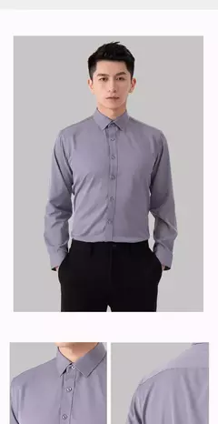 Camisa de negócios de cor sólida masculina, Moda formal, Fino, Clássico, Básico, Casual, Fino, Branco, Manga comprida, Social, Roupas de marca, Novo - loja online