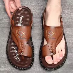 Sandálias antiderrapantes casuais masculinas, sapatos pretos de escritório, sandálias de verão ao ar livre