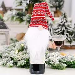 Papai Noel Natal garrafa de vinho tampa, ornamento do chapéu, decoração da festa para casa, ano novo, 1 conjunto na internet